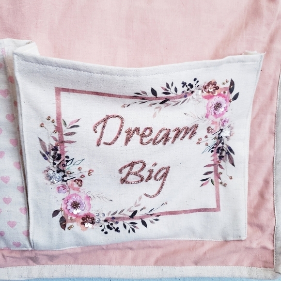 Bohemian Pink Chic Linen Wall Hanging Storage - Picture 3 of 7